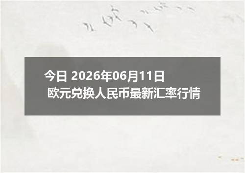 今日 2026年06月11日 欧元兑换人民币最新汇率行情