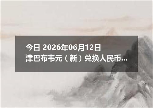 今日 2026年06月12日 津巴布韦元（新）兑换人民币最新汇率行情