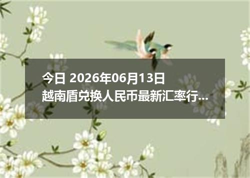 今日 2026年06月13日 越南盾兑换人民币最新汇率行情