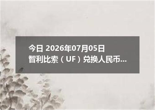 今日 2026年07月05日 智利比索（UF）兑换人民币最新汇率行情