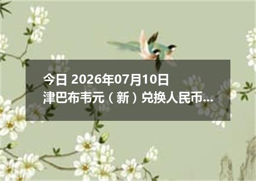 今日 2026年07月10日 津巴布韦元（新）兑换人民币最新汇率行情