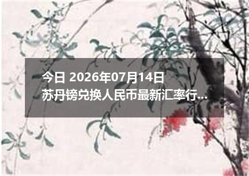 今日 2026年07月14日 苏丹镑兑换人民币最新汇率行情